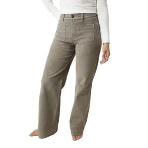 UpWest Women's Ash Gray High Rise Front Patch Pockets Wide-Leg Cord Pant Size M